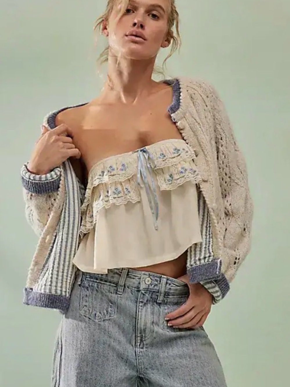 Free People Tailia Embroidered Tube Top